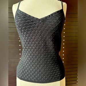 Rich Black Knit Sweater Tank - S/M